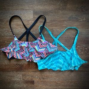 Two Flounce Bikini tops Victoria Secret